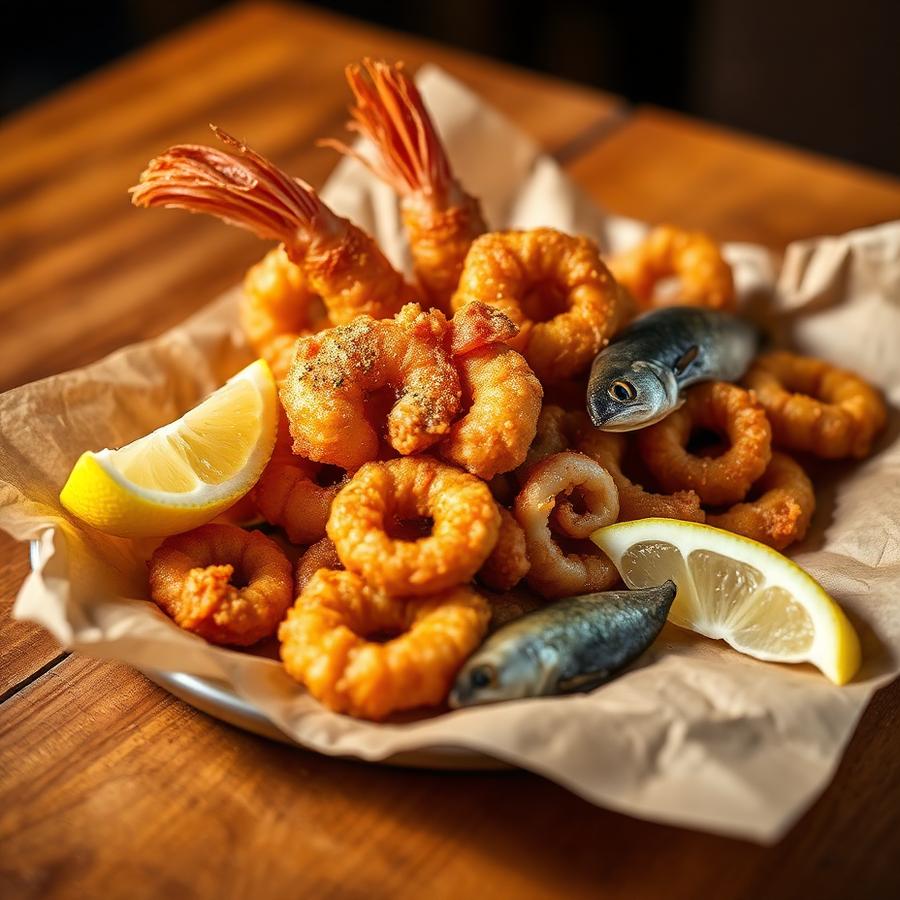Frittura mista napoletana - pesce e crostacei fritti